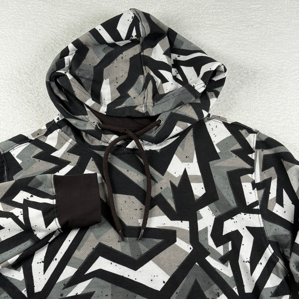 Massive Hoodie Mens Small Multicolor Geometric Print Cotton Fleece Streetwear